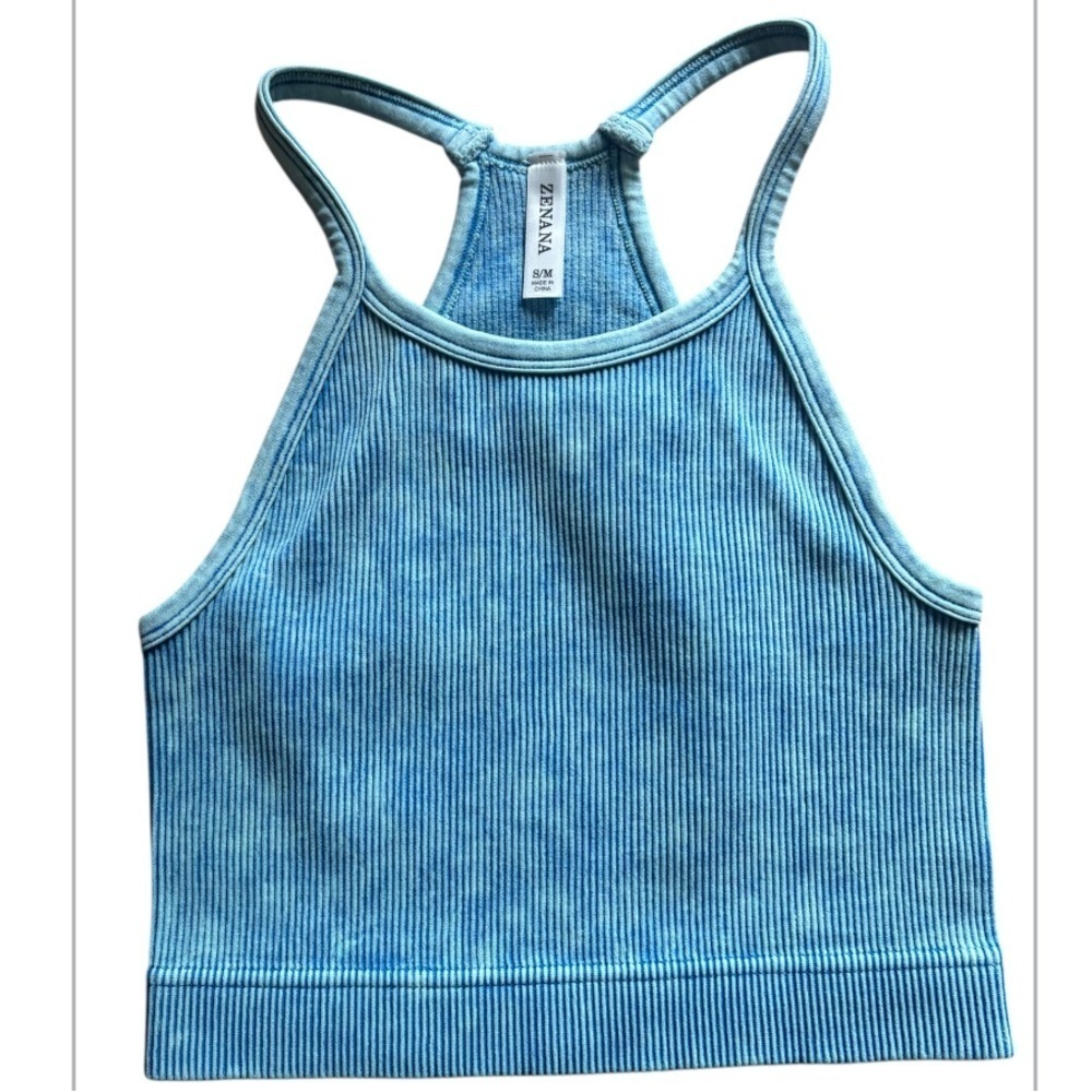 Zenana Super Soft Racerback crop Ribbed Tank NIP